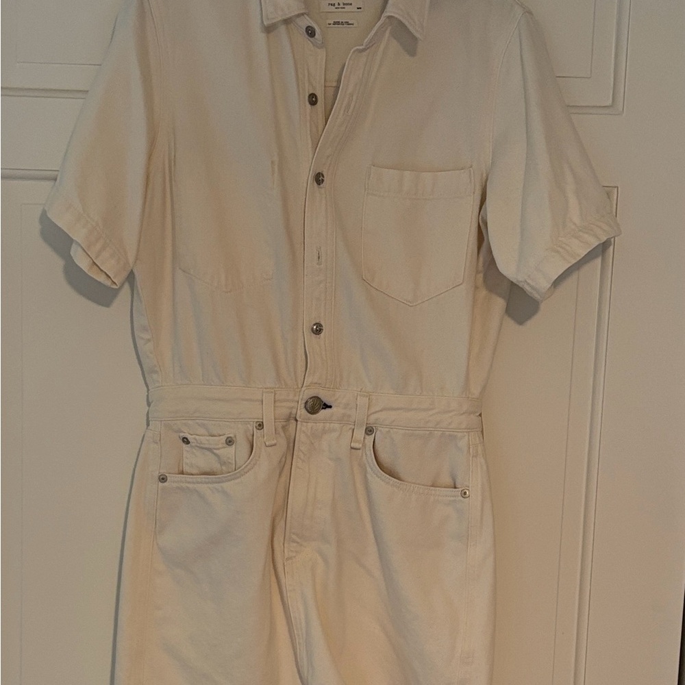 Rag and Bone Ecru Short Sleeve Denim Dress